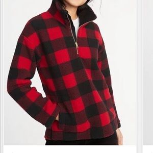 Old Navy Buffalo Plaid 1/4 Zip Sherpa sweatshirt